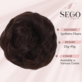 SEGOHAIR Haarteil Mit Gummiband,Verdickung VOLUMINÖS Unordentlicher Dutt Scrunchie Haargummi Mit Haaren, Brautfrisuren Messy Bun Dutt Haarteil Für Damen Mädchen Dunkelbraun 35g