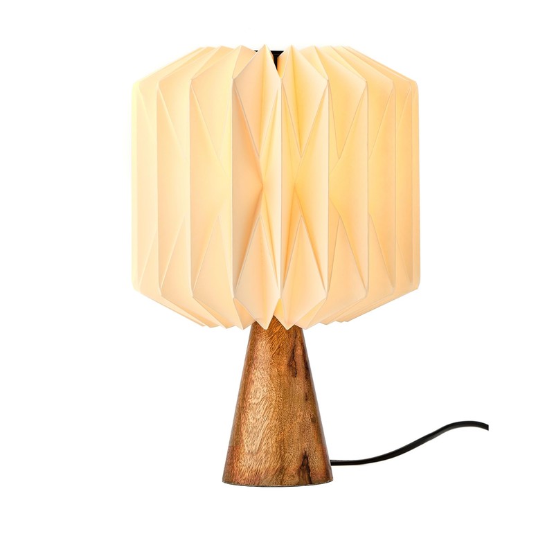 Kusso Wood and Paper Table Lamp Solid Mango Wood with