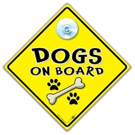 Dogs On Board Sign Paw and Bones, Dog on Board Car Sign, Car Sign for Dog Owners, Baby On Board Sign for Dogs, Dogs in Transit Sign, Dog in Car Sign 14cm x 14cm