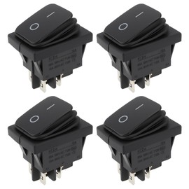 ECSiNG 4pcs Black Waterproof Rocker Switch 28.5x21.3mm 16A/250V for Outdoor Equipment Ships