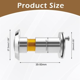 BlingKingdom Door Viewer with Privacy Cover Peephole Viewer, 14mm Diameter 35-50mm Length Security Spy Hole, Door Peephole for Home Office Hotel(Silver)