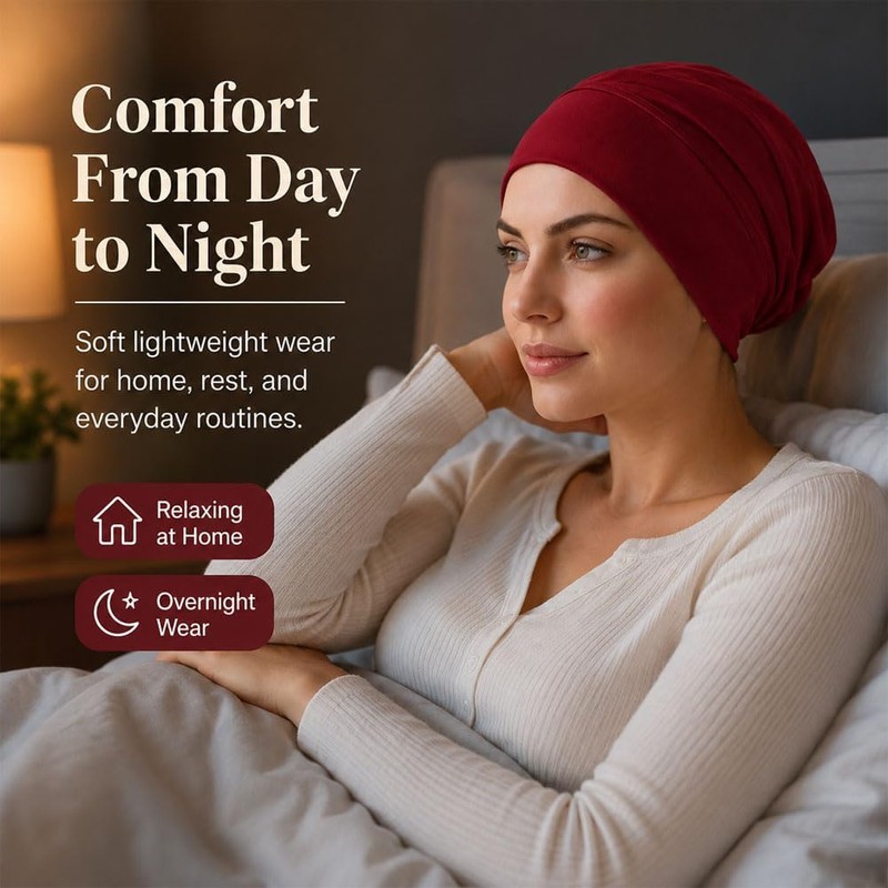 Soft Stretch Turban Cap for Women, Lightweight & Breathable Head