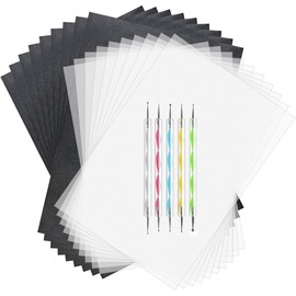 Yesallwas 150 Sheets A4 Black Transfer Carbon Paper and Tracing Paper for Wood, Paper and Other Art Surfaces with 5 Pieces Embossing Styluses Tools