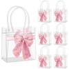 MotiMind 12 Pcs Pink Bow Clear PVC Gift Bag with