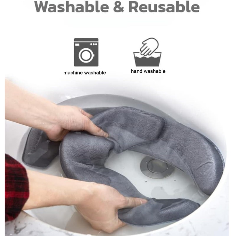 NGETC Thick Warm Cushioned Toilet Seat Cover | Stick-On Washable