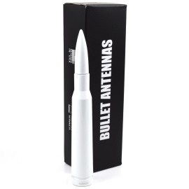 VMS RACING Anti-Theft Retractable White 50 Caliber Bullet Stubby Antenna For Toyota TRD