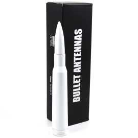 VMS RACING Anti-Theft Retractable White 50 Caliber Bullet Stubby Antenna For Toyota TRD
