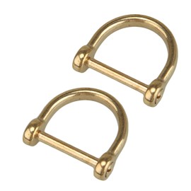 kokungkuan Solid Brass D-Rings with Screw Horseshoe U Shape Shackle for Key Holder Zip Puller Purse Bracelet 2/3 Inch 2 pcs