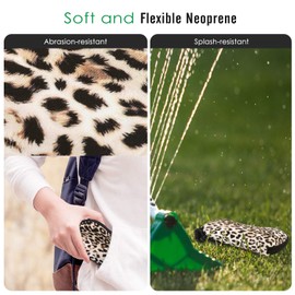 MoKo Sunglasses Soft Case Ultra Light Neoprene Zipper Eyeglass Case with Clip, Leopard