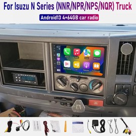 4G+64G Android 13 Car Radio Stereo for Isuzu N Series NNR NPR NPS NQR Truck 2009-2020, 7 inch Touch Screen Carplay Android Auto 1280*720 Backup Camera Double Din Car Stereo WiFi Bluetooth FM RDS DSP