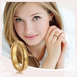 Flongo Womens Stretch Chunky Ring: Hypoallergenic Gold Plated Rings Elastic Ring Women Christmas Valentine's Day Gifts 9
