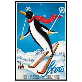 Tin Sign 20 x 30 cm Curved Holiday Poster Stoos Switzerland Ski Retro Decorative Gift Sign