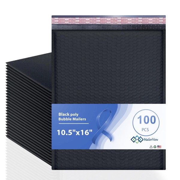 Black 10.5x16 Inch Large Poly Bubble Mailers #5 | Padded