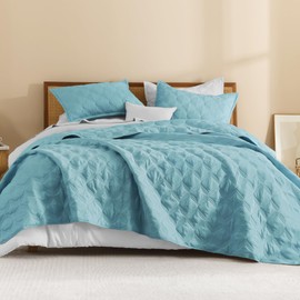 Litanika Oversized King Quilt Bedding Set, 128x120 Inch Super King Grayish Teal Comforter Bedspreads Lightweight Bed Coverlets Boho Bedding Cover Decor All Season,3 Pieces (1 Quilt, 2 Pillowcases)