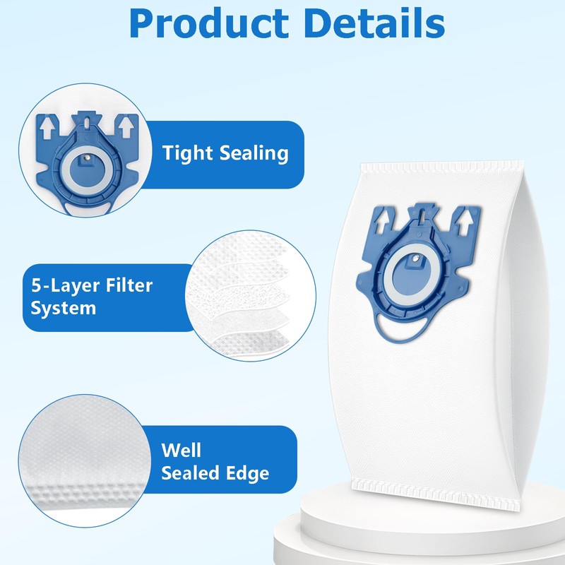 14 Pack 3D Airclean GN Vacuum Bags Compatible with Miele