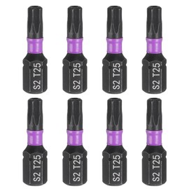 sourcing map 8pcs TT25 Torx Screwdriver Bit 1/4" Hex Shank 25mm/1" Length Magnetic Star 6 Point Head Hex Bits S2 Steel Screw Driver Bit with Hole Industrial Grade Electric Drill Bits