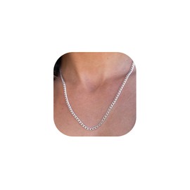 Avotto 925 Sterling Silver Chain for Women 5mm Womens Silver Chain Necklace Cuban Chains Neckalce for Women Christmas Jewelery Gifts 22Inch