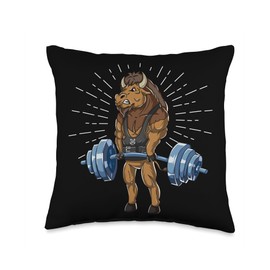 Check out my Bison Shirts Bison Deadlift Fitness Gym Weightlifting Throw Pillow, 16x16, Multicolor