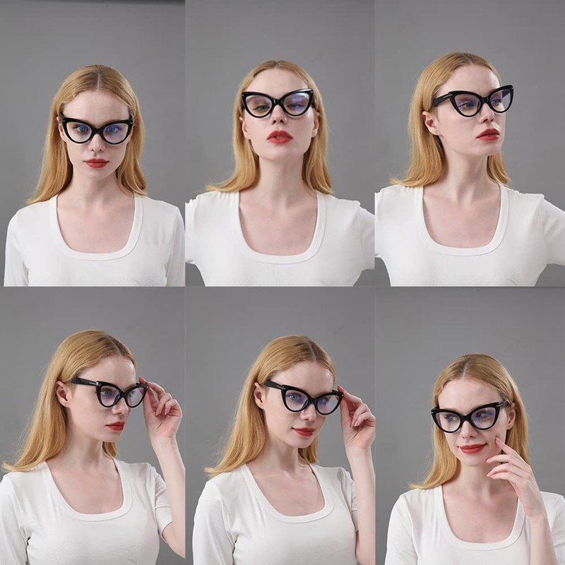 MMOWW Pack of 2 Women's Cat Eye Glasses with Blue