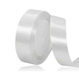 1 Inch White Satin Ribbon, 25 Yards Solid Fabric Ribbons for Gift Wrapping, Invitation, Hair Bows, DIY Handicrafts, Sewing, Wedding Party Decoration