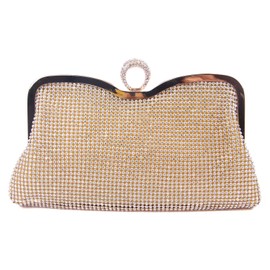 Syrads Women's Rhinestones Handbag Evening Bridal Clutch Bag Ladies Wedding Prom Dinner Party Purse Bag (Gold)