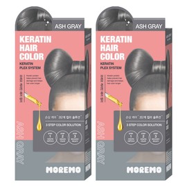 Moremo Keratin Hair Color Dye, Ash Gray, 2 Pieces / 모레모 케라틴 헤어 컬러 염색제, 애쉬그레이, 2개