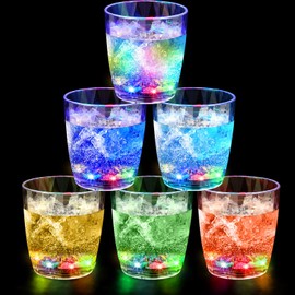 Potchen 10 oz Plastic Light up Glasses LED Cups for Night Drinking Liquid Activated Glow Party Favor Multicolor Neon Shot Glasses for Disco Bar(6 Pcs)