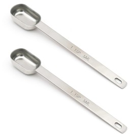 BERYLER® 2 PCS 1 Teaspoon(1 Tsp | 1/3 Tbsp | 5 mL | 5 cc | 1/6 oz) Single Measuring Spoon, Stainless Steel Individual Spoons, Long Handle Spoons Only
