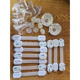 jgogonzajose Child Locks Set Cabinet Door Locks Stove Knob Cover Corner Guards - 44 Pieces