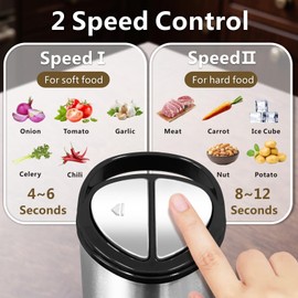 Electric Food Processor, 450W Meat Grinder Vegetable Chopper with 8cup/2L Glass Bowl, Electric Meat Chopper Veggie Cutter with 2 Speeds＆4 Blades, Kitchen Blender Mixer for Baby Food Puree,Garlic,Onion