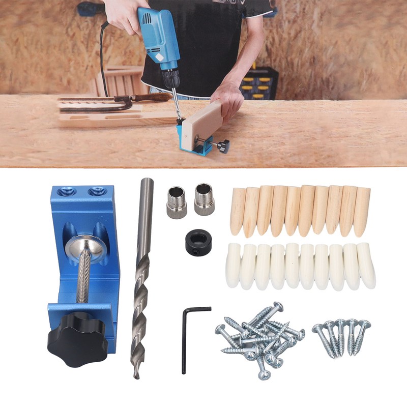 46PCS Set Pocket Dowel Hole Jig System Aluminum Alloy Slant
