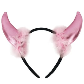 Pohotobooth Props Ltd Pink Devil Horns With Fur Headband