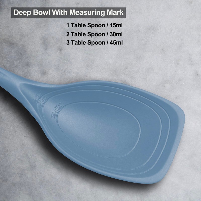 Large Silicone Cooking Spoon, Non-Stick Solid Spoon set with Deep
