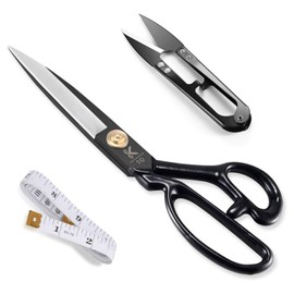 Left Handed Sewing Scissors 10 inch Fabric Shears Professional Dressmaking Shears, High Carbon Steel Heady Duty Scissors for Leather Sewing, Fabric Cutting, Threading Cutting, Artwork(Black)