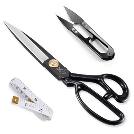 Left Handed Sewing Scissors 10 inch Fabric Shears Professional Dressmaking Shears, High Carbon Steel Heady Duty Scissors for Leather Sewing, Fabric Cutting, Threading Cutting, Artwork(Black)