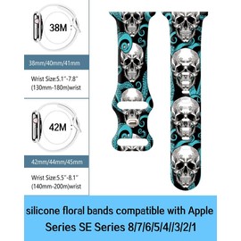 ZLYNHOKJ Band Compatible with iWatch Band 38mm 40mm 41mm 42mm 44mm 45mm for Women, Silicone Wristbands Replacement Strap for iWatch Ultra 2/Ultra/SE 2/ SE/Series 9/8/7/6/5/4/3/2/1,Skull Octopus