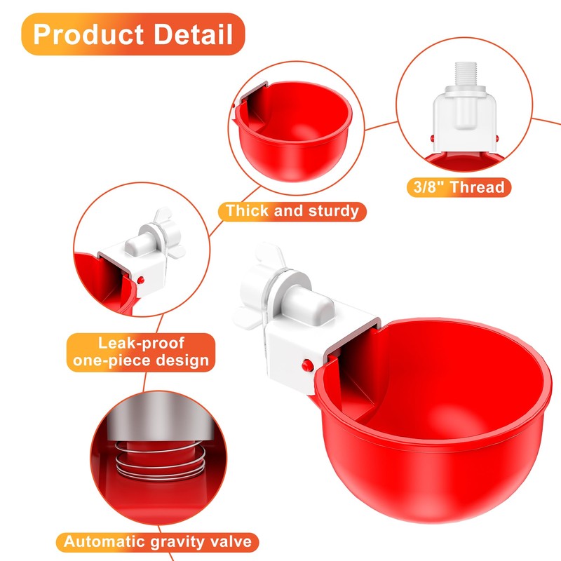 ZenxyHoC Chicken Waterer Cups, 8 Pack Automatic DIY Chicken Water