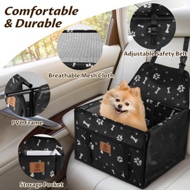 Elevon Pet Dog Booster Seat, Robust Pet Seat & Puppy Seat for Small to Medium Dogs, Breathable and Waterproof Seats, Anti-Collapse Dog Carriers for Small Dogs (Black, PVC Frame)