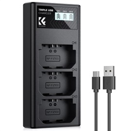 K&F CONCEPT NP-FZ100 Charger, 3-Slot A7iii Battery Charger with LCD Display for Sony A7iii A7iv A7Rv A6700 A6600 A9 A1 FX3 FX30 ZV-E1 Cameras