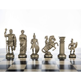 Chess and games shop Muba Piezas de Ajedrez de Plástico RomanLegion 3 3/4 pulgadas, 9,6 cm, Negro y Dorado - Pesado, Fieltro - Juego para 2 jugadores de todas las edades
