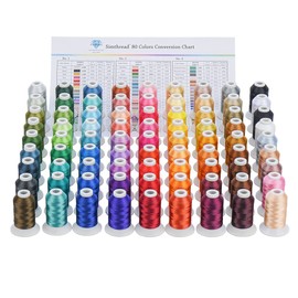 Simthread Polyester Embroidery Thread, 80 Spools Embroidery Machine Threads, 500M (550Y) Each Thread Spool, Colors Compatible with Janome & Robison-Anton Colors - Color Card Contained in Box