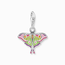 THOMAS SABO Butterfly Charm 925 Sterling Silver Enamel in Magenta Green Pink Purple Cubic Zirconia Orange, Sterling Silver, Cubic Zirconia