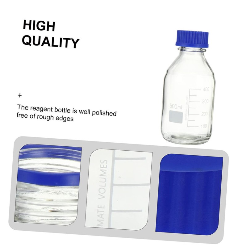 KICHOUSE 2pcs Reagent Bottle Laboratory Chemical Container with Calibration Solid