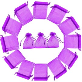 creative balloons Organza Bags Purple 7 x 9cm Organza Gift Bags 25 Pack Wedding Christmas Favour Drawstring Bags Jewellery Bags Candy Mesh Pouch Bag Small Gifts