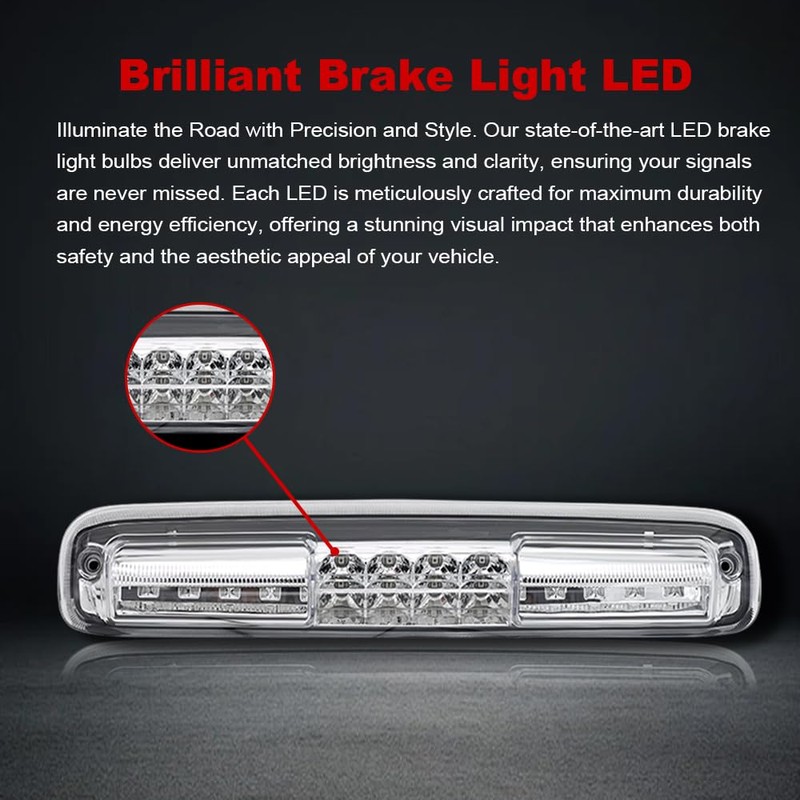 DimFlux Third Brake Light LED High Mount Stop Light Compatible