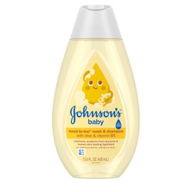 Johnson's Baby Head-To-Toe Baby Wash & Shampoo + Aloe & Vitamin B5, 2-in-1 Bath Wash Gently Cleanses Newborn's Delicate Skin & Hair, Hypoallergenic, No Added Parabens, Dyes & Sulfates, 13.6 fl. Oz