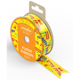 Purim Ribbon for Gift Wrapping - Satin Ribbon 1 Inch for All Happy Purim Boxes, Purim Gifts and Purim Gift Bags - 1 Inch x 10 Feet Yellow Ribbon for Mishloach Manot Boxes