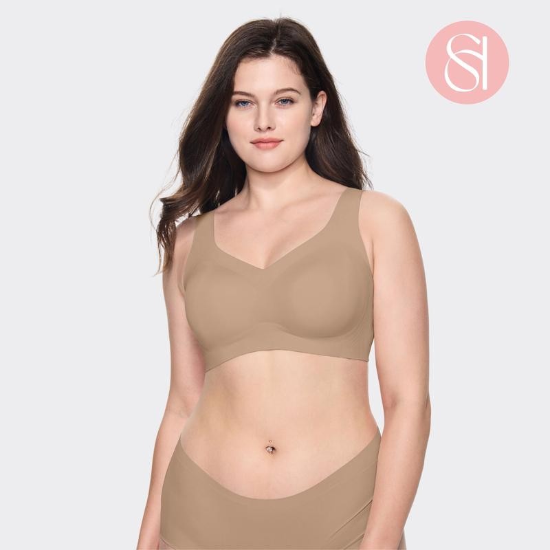 SOFT INTENTION Women's Seamless Bra Wireless Bra Full Coverage Push