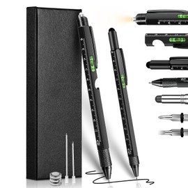 Multitool Pen with LED, Stylus, Level, Screwdriver, 9 in 1 Gadgets Pen, Multitool Hand Pen Tool for Fathers Day Gift, Birthday Gift for Men, Women, Dad, Husband