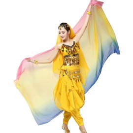 ZLTdream Women's Belly Dance Gradual Colorful Chiffon Scarf Veil 2.2 * 1.2M